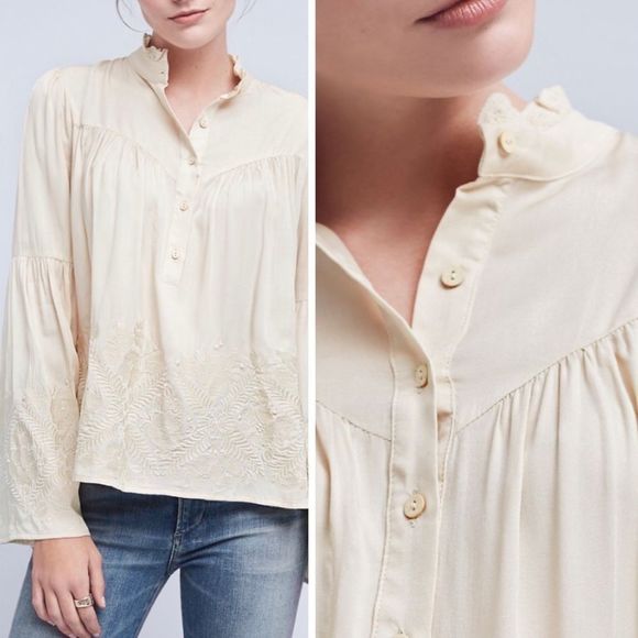 Embroidered Ivory Manor Blouse Eri + Ali NWT XS - Picture 16 of 16